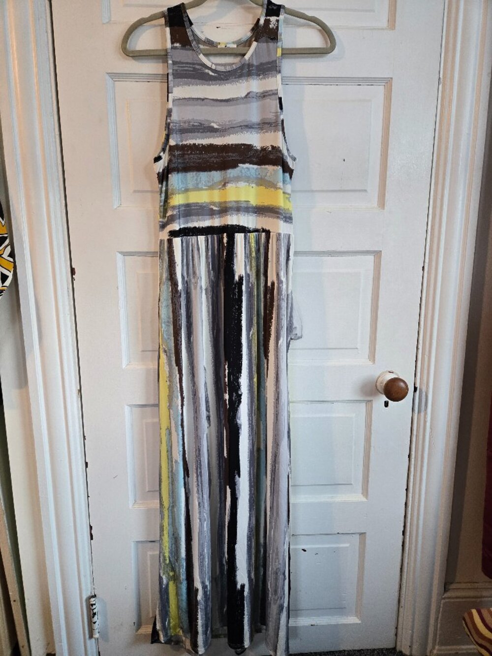 Égs Abstract Brushstroke Sleeveless Maxi Dress - Size Large - Made in USA